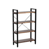 WH-AOERPUMY 4-Tier Solid Wood Rustic Industrial Bookshelf