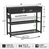 Ecoprsio 32'' Black Entryway Table with Outlets, USB Ports & Storage