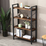 WH-AOERPUMY 4-Tier Solid Wood Rustic Industrial Bookshelf