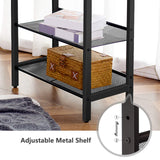 HOOBRO 3-Tier Narrow End Table with Adjustable Shelves – Rustic Brown & Black, Easy Assembly