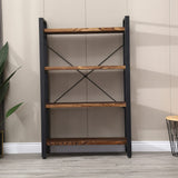 WH-AOERPUMY 4-Tier Solid Wood Rustic Industrial Bookshelf